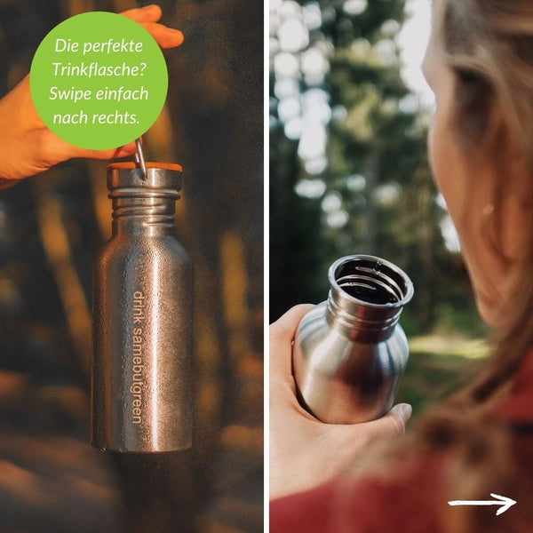 Edelstahl Trinkflasche - 0,5 oder 1 Liter - 100% frei von Plastik & BPA –  samebutgreen