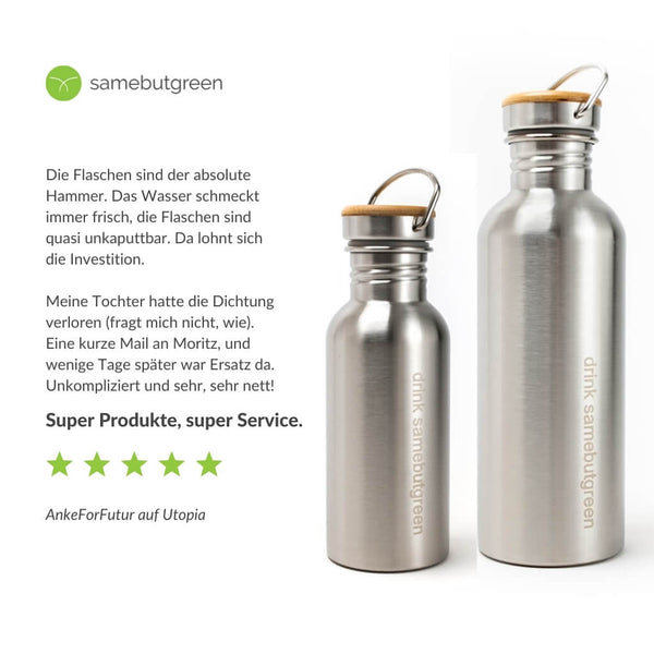 Edelstahl Trinkflasche - 0,5 oder 1 Liter - 100% frei von Plastik & BPA –  samebutgreen